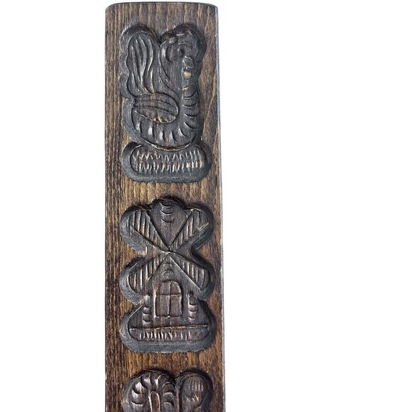 Dutch Wood Cookie Mold | Folk Art Wall Decor | Hand-Carved Scandinavian - Picture 1 of 8